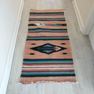 Vintage southwestern Aztec woven rug pink boho
